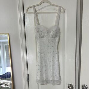 Elegant White Beaded Dress